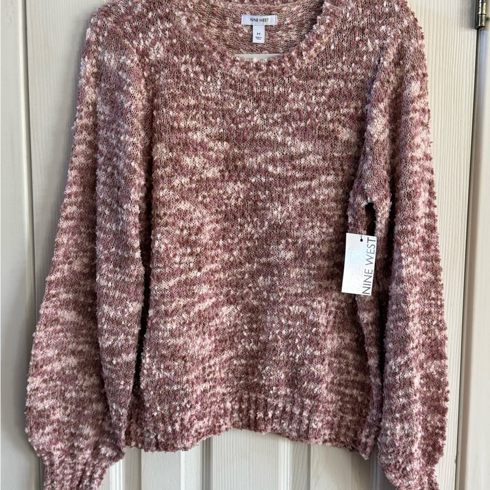 Nine West Marled Rusty BrownCrew Neck Sweater